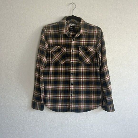 RVCA Mens Brown Flannel Button Up Shirt That’ll Work Long Sleeve Size Small - Picture 1 of 11